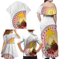 Hapi De Bilong Indipendens Papua New Guinea Family Matching Off Shoulder Maxi Dress and Hawaiian Shirt PNG Lime Pot LT7 - Polynesian Pride