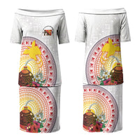 Hapi De Bilong Indipendens Papua New Guinea Family Matching Puletasi and Hawaiian Shirt PNG Lime Pot LT7 Mom's Dress White - Polynesian Pride