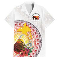 Hapi De Bilong Indipendens Papua New Guinea Family Matching Puletasi and Hawaiian Shirt PNG Lime Pot LT7 Dad's Shirt - Short Sleeve White - Polynesian Pride