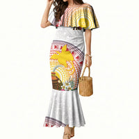 Hapi De Bilong Indipendens Papua New Guinea Mermaid Dress PNG Lime Pot LT7 Women White - Polynesian Pride