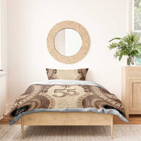 Bula Fiji Day 55th Anniversary Masi Tapa Bedding Set Emerald Jubilee - Beige - Polynesian Pride