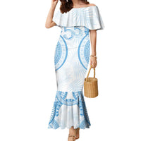 Bula Fiji Day 55th Anniversary Masi Tapa Family Matching Mermaid Dress and Hawaiian Shirt Emerald Jubilee - Turquoise LT7 Mom's Dress Turquoise - Polynesian Pride