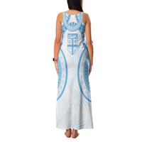 Bula Fiji Day 55th Anniversary Masi Tapa Family Matching Tank Maxi Dress and Hawaiian Shirt Emerald Jubilee - Turquoise LT7 - Polynesian Pride