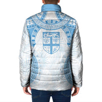 Bula Fiji Day 55th Anniversary Masi Tapa Padded Jacket Emerald Jubilee - Turquoise - Polynesian Pride