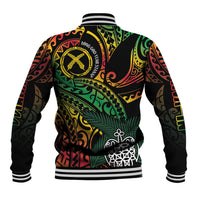 Vanuatu Indipendens Dei Baseball Jacket Mix Traditional Sand Drawing