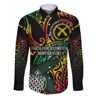 Vanuatu Indipendens Dei Family Matching Long Sleeve Bodycon Dress and Hawaiian Shirt Mix Traditional Sand Drawing LT7 Dad's Shirt - Long Sleeve Colorful - Polynesian Pride