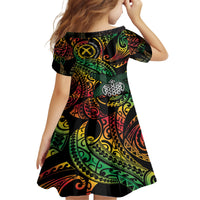 Vanuatu Indipendens Dei Family Matching Off The Shoulder Long Sleeve Dress and Hawaiian Shirt Mix Traditional Sand Drawing LT7 - Polynesian Pride