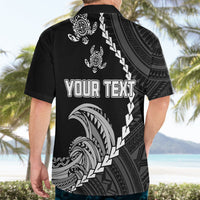 Personalised Guam Hawaiian Shirt Tribal Turtles Curves Style - Black LT7 - Polynesian Pride