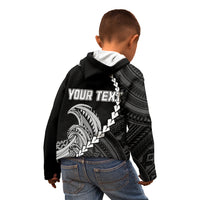 Personalised Guam Kid Hoodie Tribal Turtles Curves Style - Black LT7 - Polynesian Pride