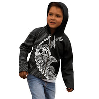 Personalised Guam Kid Hoodie Tribal Turtles Curves Style - Black LT7 - Polynesian Pride
