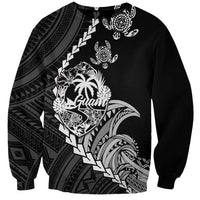 Personalised Guam Sweatshirt Tribal Turtles Curves Style - Black LT7 Unisex Black - Polynesian Pride