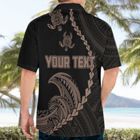 Personalised Guam Hawaiian Shirt Tribal Turtles Curves Style - Brown LT7 - Polynesian Pride