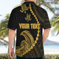 Personalised Guam Hawaiian Shirt Tribal Turtles Curves Style - Gold LT7 - Polynesian Pride