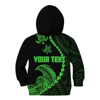 Personalised Guam Kid Hoodie Tribal Turtles Curves Style - Green LT7 - Polynesian Pride