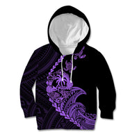Personalised Guam Kid Hoodie Tribal Turtles Curves Style - Purple LT7 Hoodie Purple - Polynesian Pride