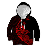 Personalised Guam Kid Hoodie Tribal Turtles Curves Style - Red LT7 Hoodie Red - Polynesian Pride