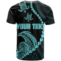 Custom Guam T Shirt Tribal Turtles Curves Style Turquoise LT7 - Polynesian Pride