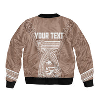 Personalised Guam Bomber Jacket Chamoro Latte Stone Mix Tropical - Brown LT7 - Polynesian Pride