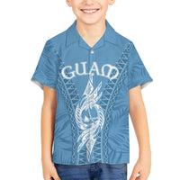 Personalised Guam Hawaiian Shirt Chamoro Latte Stone Mix Tropical - Blue LT7 - Polynesian Pride