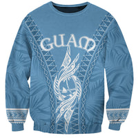 Personalised Guam Sweatshirt Chamoro Latte Stone Mix Tropical - Blue LT7 Unisex Blue - Polynesian Pride