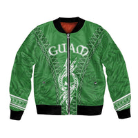 Personalised Guam Bomber Jacket Chamoro Latte Stone Mix Tropical - Green LT7 Unisex Green - Polynesian Pride
