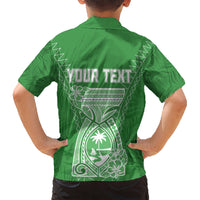 Personalised Guam Hawaiian Shirt Chamoro Latte Stone Mix Tropical - Green LT7 - Polynesian Pride