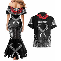 Personalized Talofa Samoa Couples Matching Mermaid Dress and Hawaiian Shirt Ulafala With Toa Nifo'oti - Black