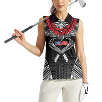 Personalized Talofa Samoa Women Sleeveless Polo Shirt Ulafala With Toa Nifo'oti - Black