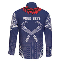 Personalized Talofa Samoa Family Matching Off The Shoulder Long Sleeve Dress and Hawaiian Shirt Ulafala With Toa Nifo'oti - Blue