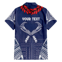 Personalized Talofa Samoa Family Matching Short Sleeve Bodycon Dress and Hawaiian Shirt Ulafala With Toa Nifo'oti - Blue