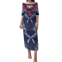 Personalized Talofa Samoa Puletasi Ulafala With Toa Nifo'oti - Blue