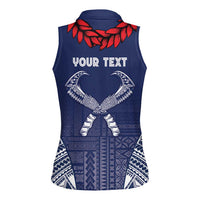Personalized Talofa Samoa Women Sleeveless Polo Shirt Ulafala With Toa Nifo'oti - Blue