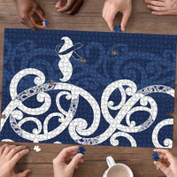 New Zealand Maori Mo Bros Puzzle Blue Ribbon With Koru Kowhaiwhai - Polynesian Pride