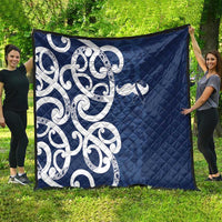 New Zealand Maori Mo Bros Quilt Blue Ribbon With Koru Kowhaiwhai - Polynesian Pride