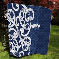 New Zealand Maori Mo Bros Quilt Blue Ribbon With Koru Kowhaiwhai - Polynesian Pride