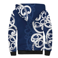 New Zealand Maori Mo Bros Sherpa Hoodie Blue Ribbon With Koru Kowhaiwhai LT7 - Polynesian Pride