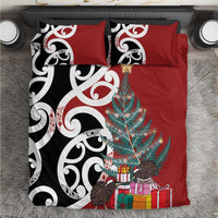 New Zealand Silver Fern Christmas Tree Bedding Set Meri Kirihimete LT7 Red - Polynesian Pride