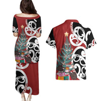 New Zealand Silver Fern Christmas Tree Couples Matching Puletasi and Hawaiian Shirt Meri Kirihimete - Polynesian Pride
