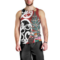 New Zealand Silver Fern Christmas Tree Men Tank Top Meri Kirihimete - Polynesian Pride