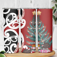 New Zealand Silver Fern Christmas Tree Skinny Tumbler Meri Kirihimete LT7 - Polynesian Pride