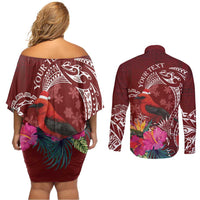 Personalized Samoa Meri Krisimasi Couples Matching Off Shoulder Short Dress and Long Sleeve Button Shirt Segasegamau'u Mix Siapo