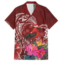 Personalized Samoa Meri Krisimasi Family Matching Off Shoulder Maxi Dress and Hawaiian Shirt Segasegamau'u Mix Siapo LT7 Dad's Shirt - Short Sleeve Red - Polynesian Pride