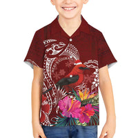 Personalized Samoa Meri Krisimasi Family Matching Off Shoulder Maxi Dress and Hawaiian Shirt Segasegamau'u Mix Siapo LT7 Son's Shirt Red - Polynesian Pride