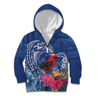 Personalized Samoa Christmas Kid Hoodie Cardinal Honeyeater Mix Siapo
