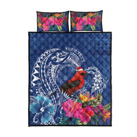 Personalized Samoa Christmas Quilt Bed Set Cardinal Honeyeater Mix Siapo