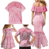 Breast Cancer Awareness Maori Family Matching Mermaid Dress and Hawaiian Shirt Kia Kaha Kia Maia Kia Manawanui LT7 - Polynesian Pride