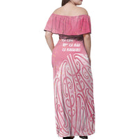 Breast Cancer Awareness Maori Family Matching Off Shoulder Maxi Dress and Hawaiian Shirt Kia Kaha Kia Maia Kia Manawanui LT7 - Polynesian Pride