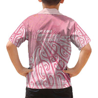 Breast Cancer Awareness Maori Family Matching Short Sleeve Bodycon Dress and Hawaiian Shirt Kia Kaha Kia Maia Kia Manawanui LT7 - Polynesian Pride