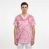 Breast Cancer Awareness Maori Scrub Top Kia Kaha Kia Maia Kia Manawanui - Polynesian Pride