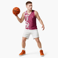 Breast Cancer Awareness Maori Basketball Jersey Koru Kowhaiwhai - Polynesian Pride